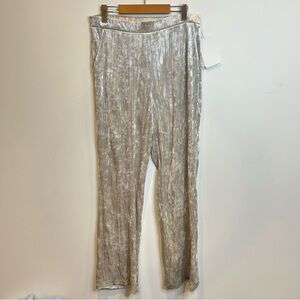 Sympli The Mara Straight Leg Crinkle Velvet Pants Silver Cashew